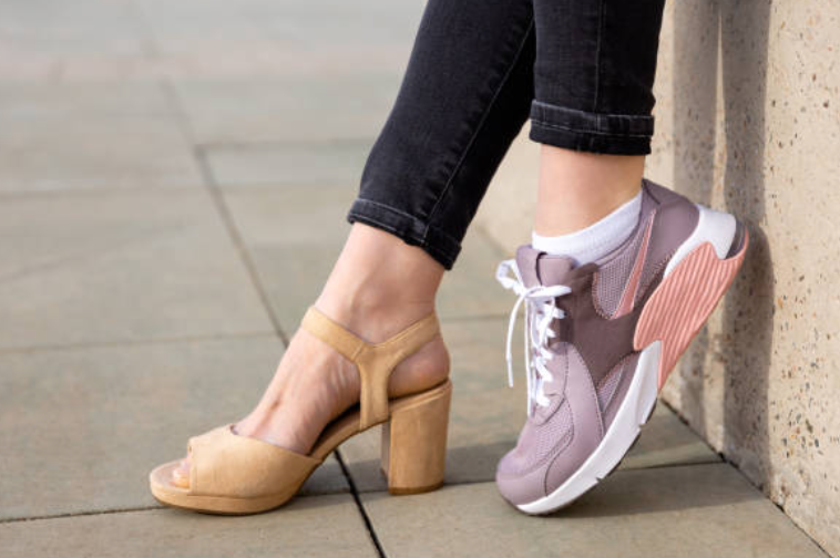Heels replaced with fashion sneakers